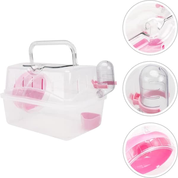 Bærbart Hamsterbur Panoramisk Takvindu Bur (Rosa) 1 Stykke