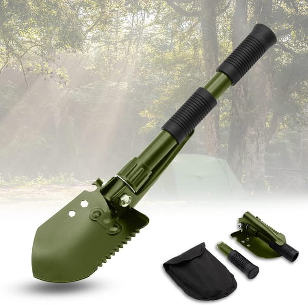 Sammenleggbar campingspade, multifunksjonell mini overlevelsesspade 40CM, camping militær overlevelsesspade
