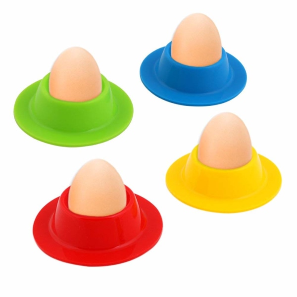 Set med 4 färgglada stapelbara äggställ, silikonmaterial, stöttålig äggkopp