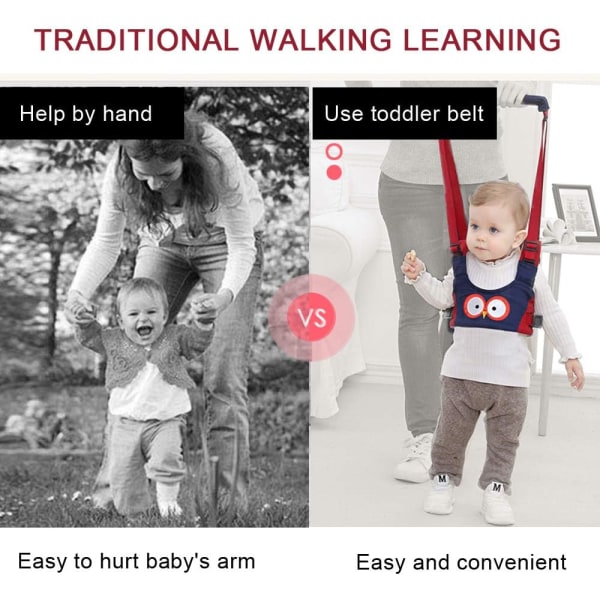 Baby Walking Sele, Säkert gångbälte, Handhållen Baby Walker, Avtagbar - Blå