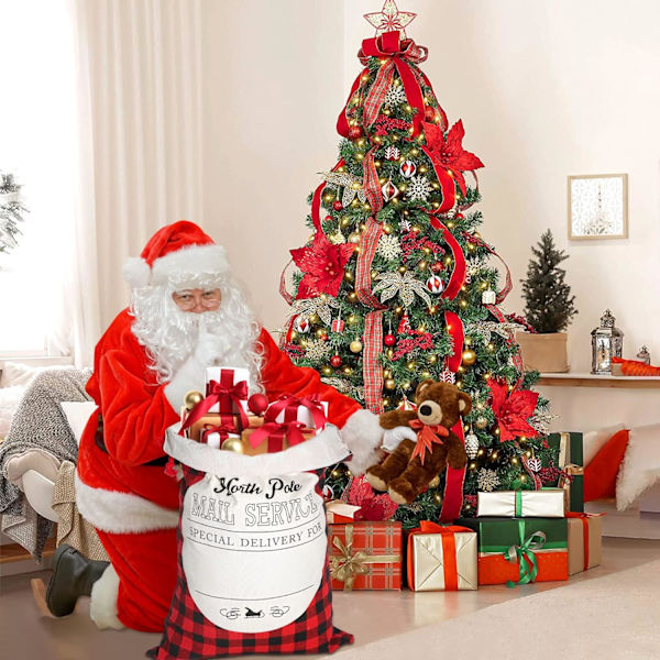 Jultomtens julväska med dragsko Jultomtens julklappspåsar