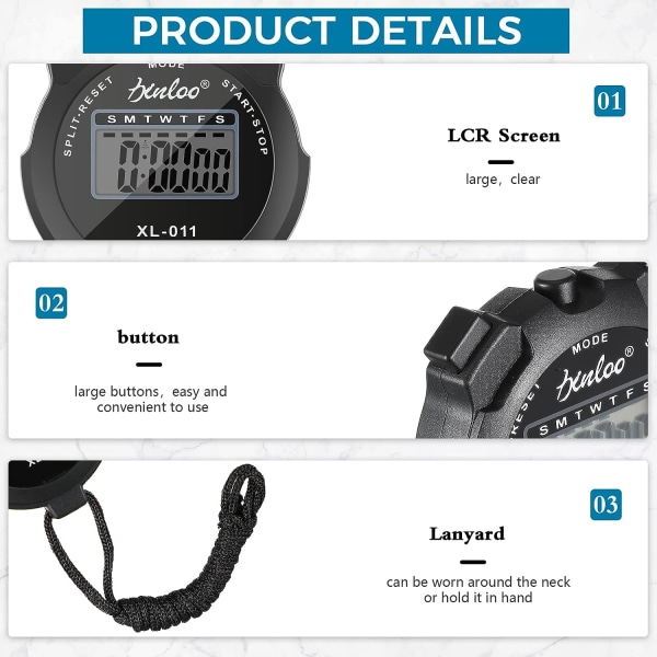 Domare Digital Elektronisk Sport Stoppur Timer Stor LCD-skärm (svart) 1 Styck