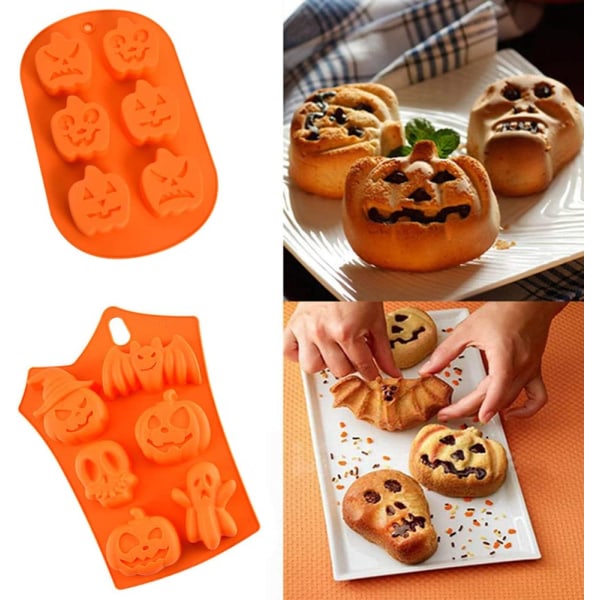 2 st Halloween Pumpa Häxa Spöke Silikon Chokladform Motiv DIY Fondant Godisform Isbitform