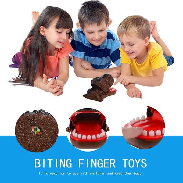 Interaktiv dinosaur-bitende finger-trikseleke for barn