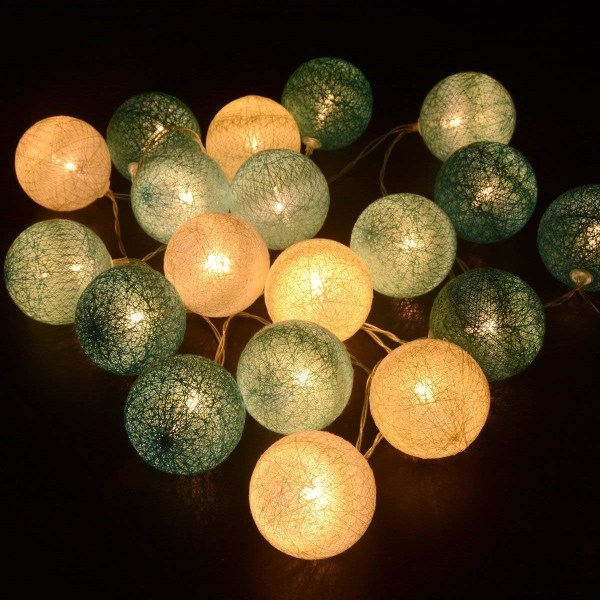meter 20 LED-ljus rottingboll bomullstuss älvljus jul ins dekorativa lampor sovrum små blinkande lampor