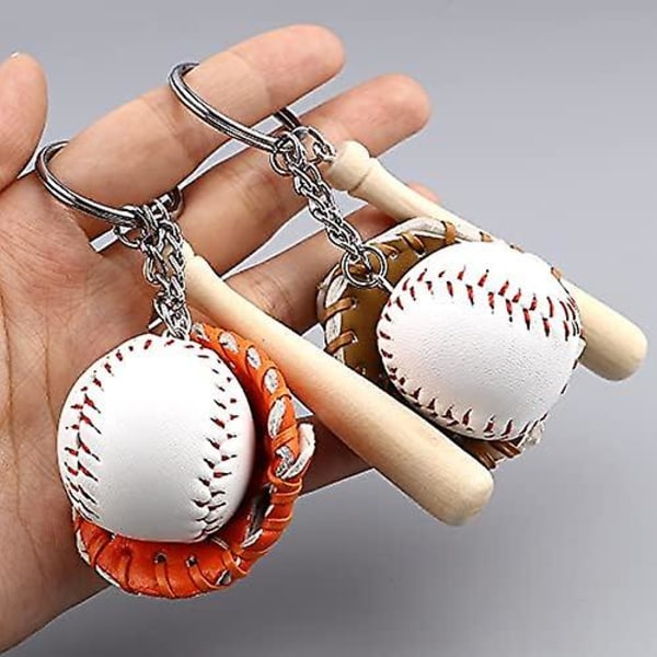 12 st Nyckelring Baseball hänge Nyckelring Mini Baseball Handske 3-tums trä Bat Nyckelring Baseball Party