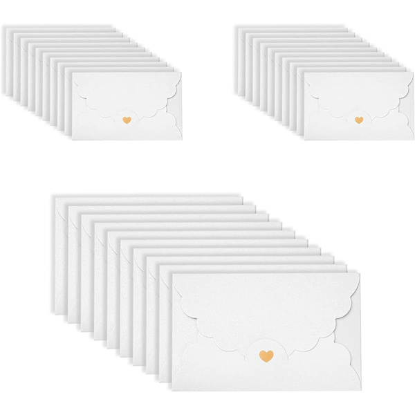 30 st Kraft kuvert Bröllopsinbjudan Kuvert, Kuvert med Hjärta (Vit, liten) White 10*7cm