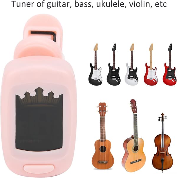 Clip-on tuner med høj følsomhed pickup guitar bas tilbehør med batterier (sort)