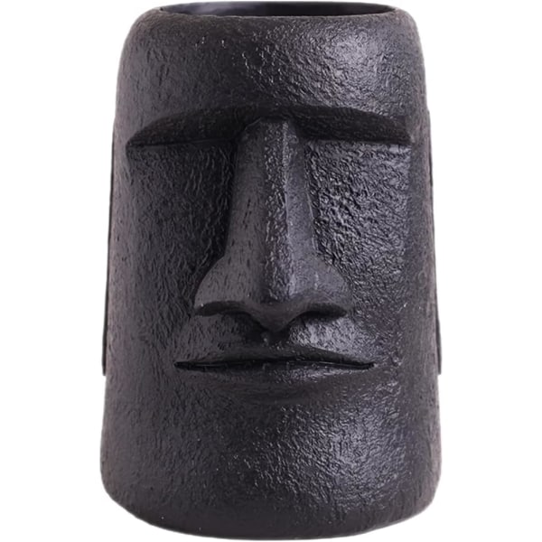 Påskön Moai Head Staty Succulent Planter Planter för mänskligt ansikte, svart color 1
