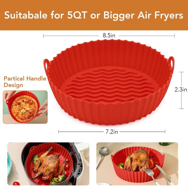 3-pack luftfritös silikonform, silikon luftfritös liners korg 8,5 tum återanvändbar