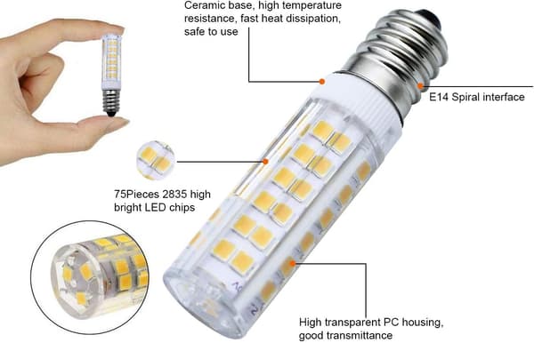 3-pakning E14 LED-pære Komfyrhette Lyspærer Varmhvit 7W Halogenpære 550 Lumen 3000K