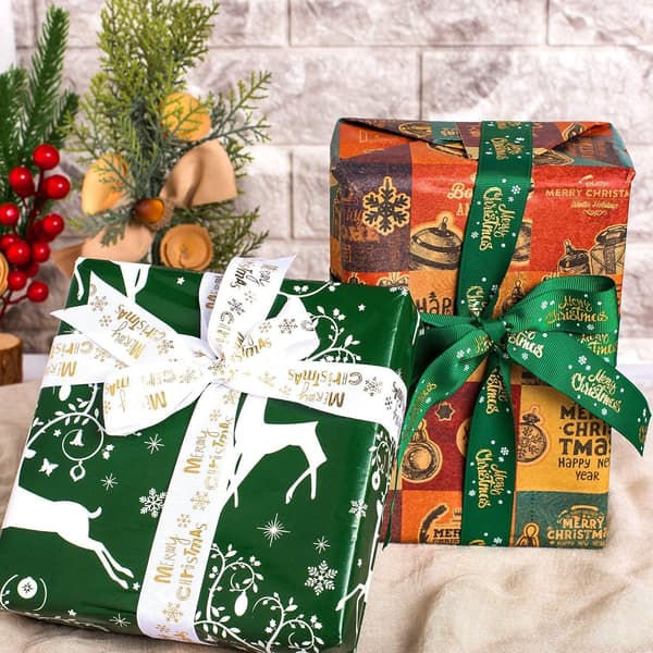 Jultryckt bandkombination set DIY hantverk presentförpackning slipsnöre 18 rullar