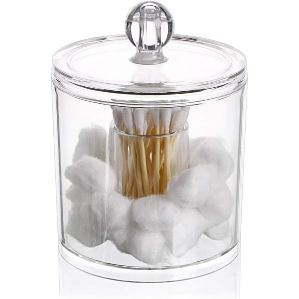 Förvaringslåda för bomullspinne Farmaceut Akrylburk med lock Kosmetisk bomullsförvaringslåda