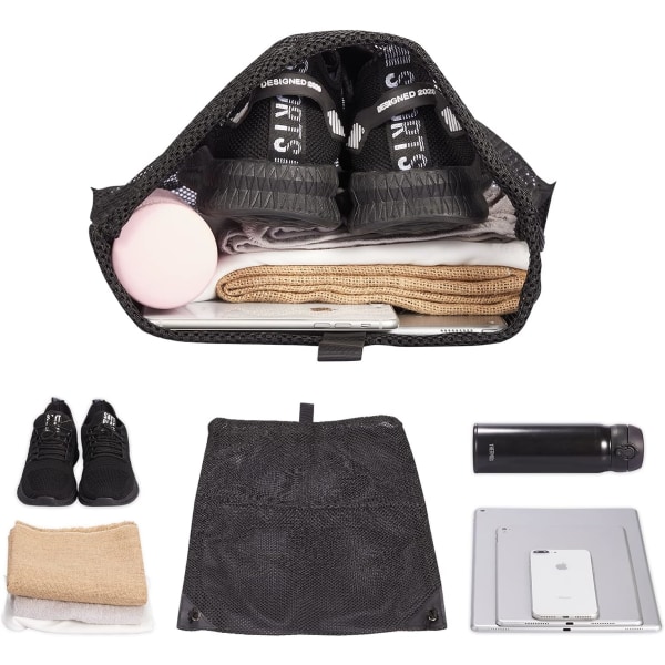 2-PACK Mesh Drawstring Bag, för Gym Tvätt Seashell, Leksak och Strandfynd