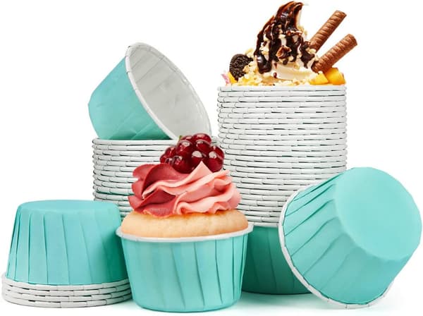 Pakke med 50 papir-muffinsforme, mini-cupcakeforme til bryllupper, fødselsdage (mintgrøn)