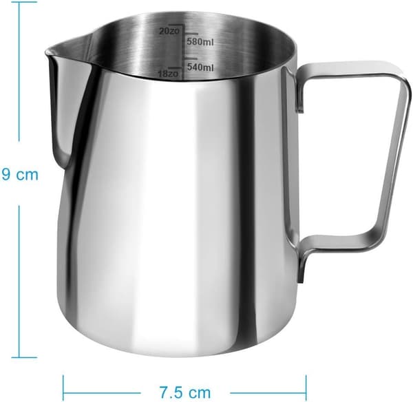 Mælkekande 600 ml / 24 FL.OZ rustfrit stål mælketank sølv (9 × 11 cm) 600ml