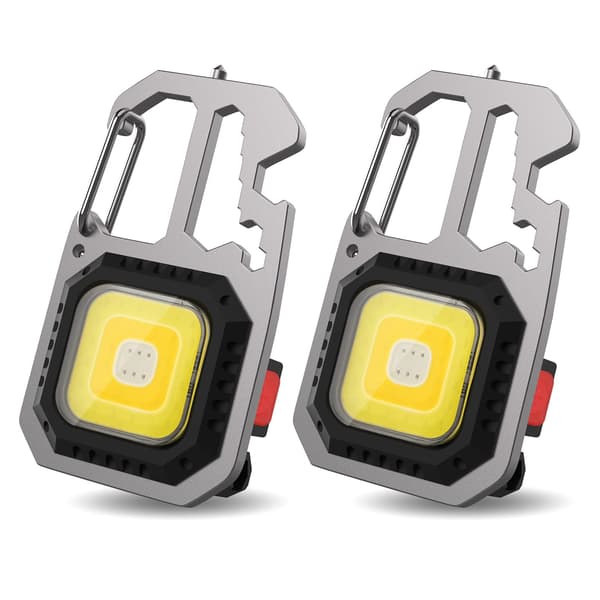 Bærbar mini LED arbeidslys nøkkelring lommelykt 7 moduser 500Lumen (2 STK)