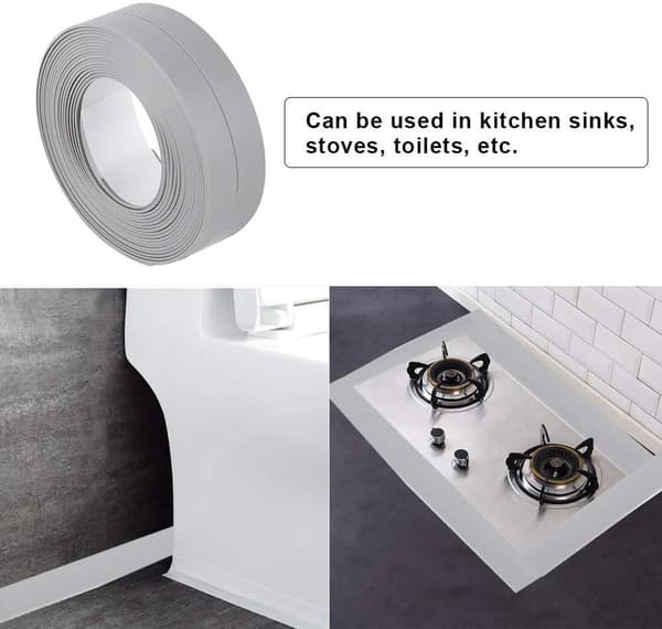 Väggfogningsremsa självhäftande remsa för diskbänkstätning (38 mm * 3,2 M-grå) grey 3.2*3.8m