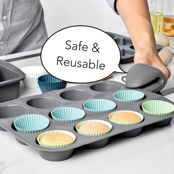 Silikone Cupcakeforme Genanvendelige Køkken Bageforme Non-stick Muffinforme Sæt