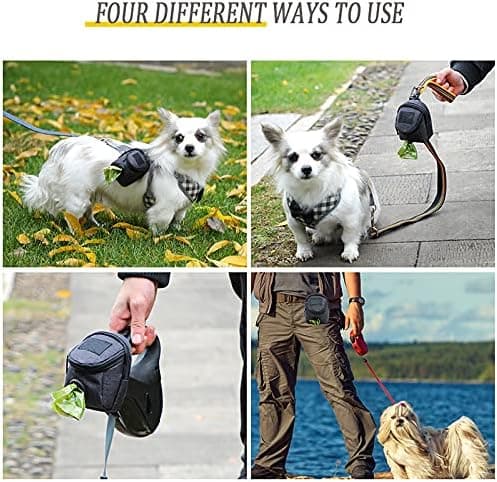 Hunde-affaldsposeholder til enhver hundesnor og affaldspose, affaldsposedispenser, hunde-affaldsposedispenser, sort black
