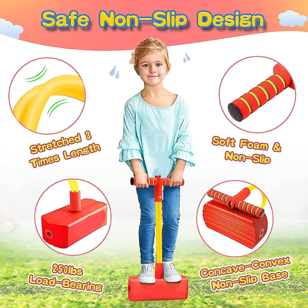 Pogo Stick Skum Pogo Jumper för Barn, Leksaker för 3-12 Åriga Pojkar Flickor Utomhusleksaker, Rosa Pink