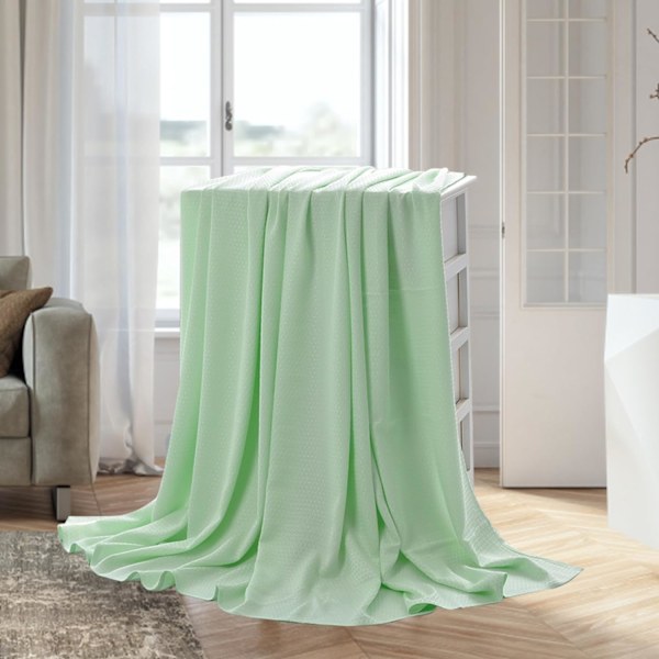 Fiber Sommarfiltar Dubbelsidig Kylande Fiber Sömnsoft Filt för Sovrum, 100x150cm, grön green