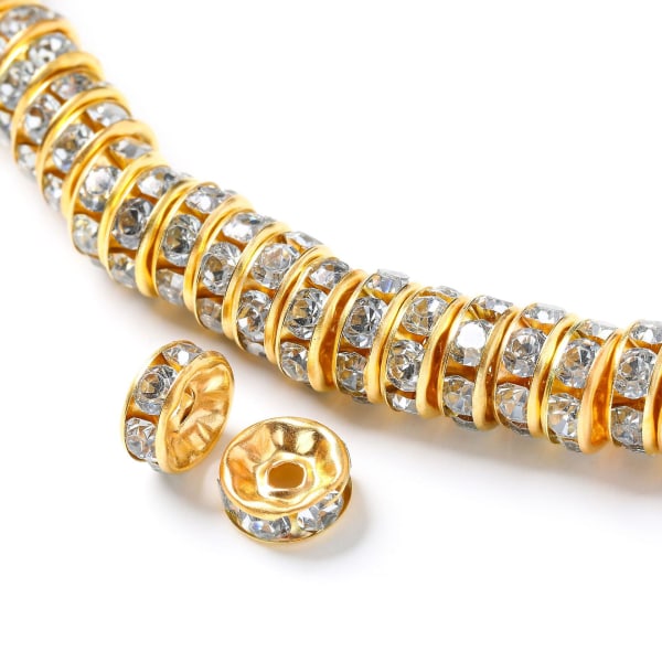 8 mm armbandstillverkning diamantring DIY smycken hantverk (guld) 50 stycken Gold