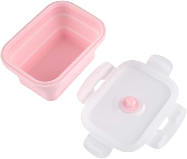 Sammenleggbare matbeholdere, lunsjbeholdere i silikon for barn og voksne (1200ML-ROSA)