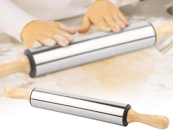 1 rullepind i rustfrit stål med non-stick til brød, kiks og dej