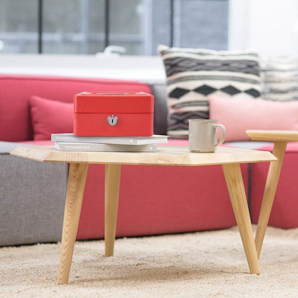 Säkerhetsbox med nyckel Mini Bärbar Låsbar Kontant Pengar Mynt Hushåll(5.9 x 4.72 x 2.95in)(röd) red