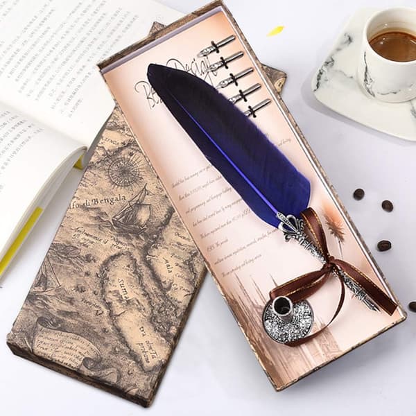 Fjerpen Håndlavede Skrivepenne Retro Design Dip Pen Sæt Royal