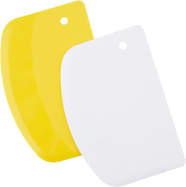 2 st 13,5x9cm Bakhorn - Degspatel i plast  (Gul, Vit)