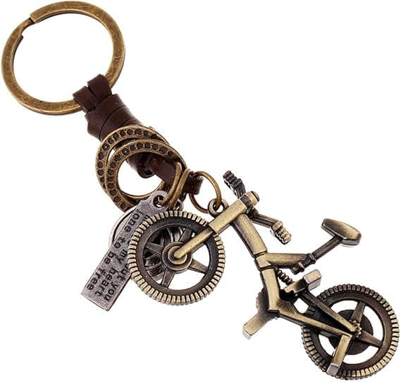 1 stk legering cykel nøglering læder nøglering bronze nøglering gave