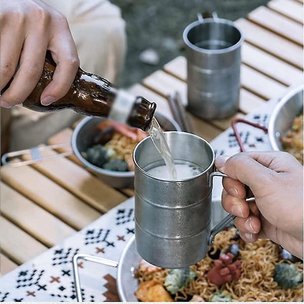 Vattenkopp, 304 Utomhus Camping Kopp Set Bärbar Bergsklättring Vandring Koppar Vandring Matlagning Mugg