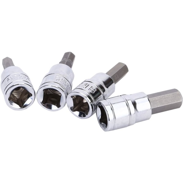9 st 3/8\" Drive Hex Allen Socket Key Bits Set Kit H2 H3 H4 H5 H5.5 H6 H7 H8 H10 S2 Stål