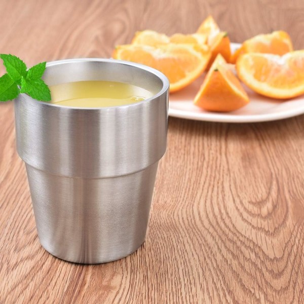 Rostfria muggar, 10 oz / 300 ml metallmugg, dubbelväggig dricksmugg – set med 2-pack