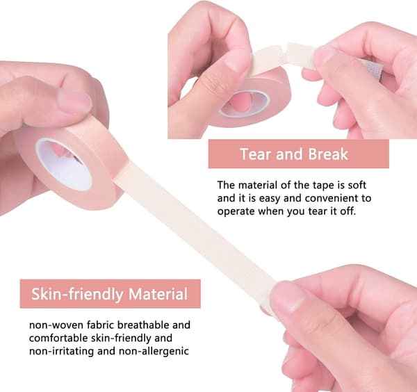 6 ruller øjenvippetape papir øjenvippeforlængertape PE-tape og åndbart non-woven stof