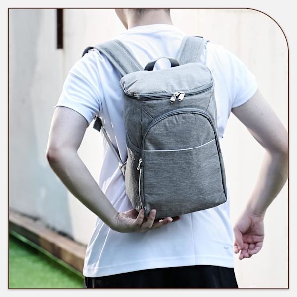 Isolerad kylväska picknickryggsäck, stor läckagesäker lunchkylryggsäck för män kvinnor(20L-grå)