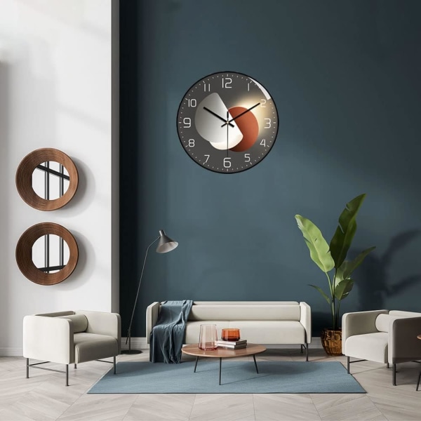 Moderne Horloge Murale Silencieuse, Horloge Murale Digitale de 30 cm Horloge Murale Ronde Numérique à Quartz