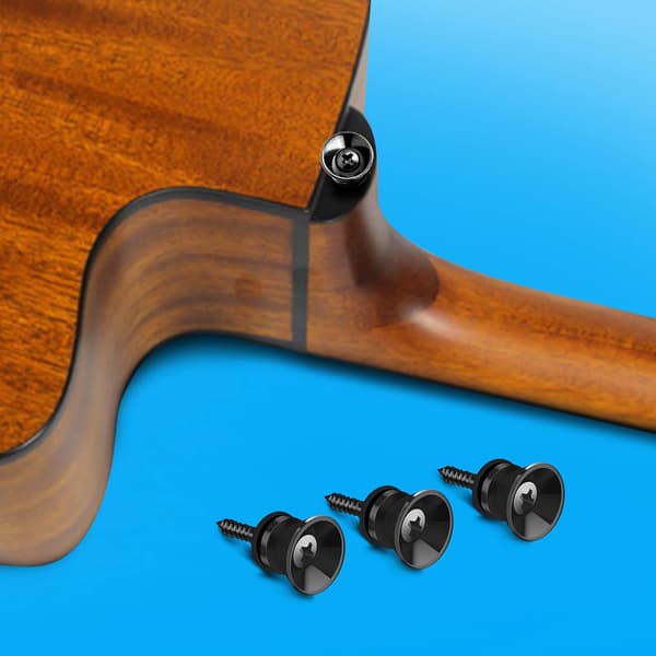 12 stk. 2,3x1,2 cm guitarremknap med sæt, remlås, solide metalender (sort) Black
