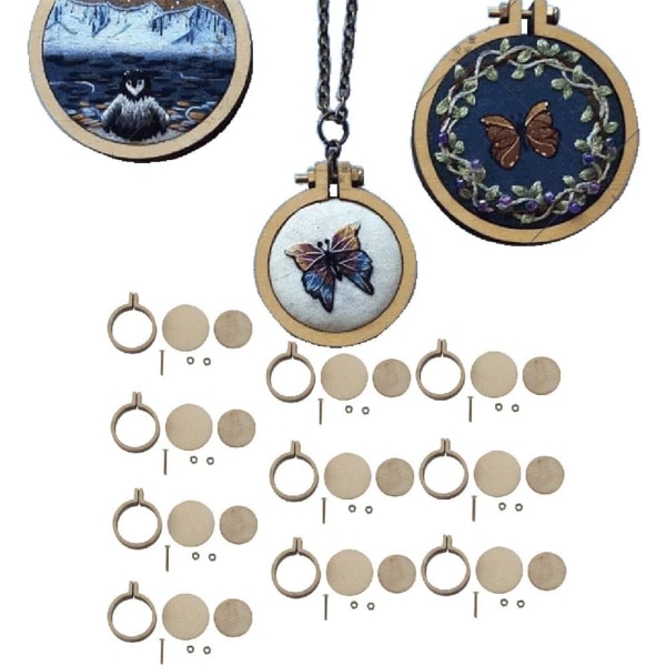 10 st Mini Broderi Båge Ring Trä Korsstygn Ram för DIY Konst Sömnad