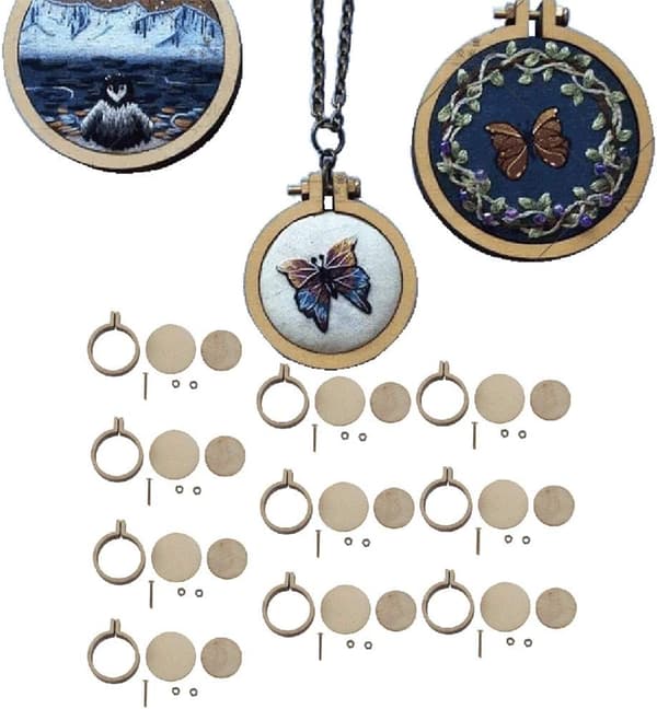 10 stk Mini Broderiring i Tre Korsstingramme for DIY Kunstsøm