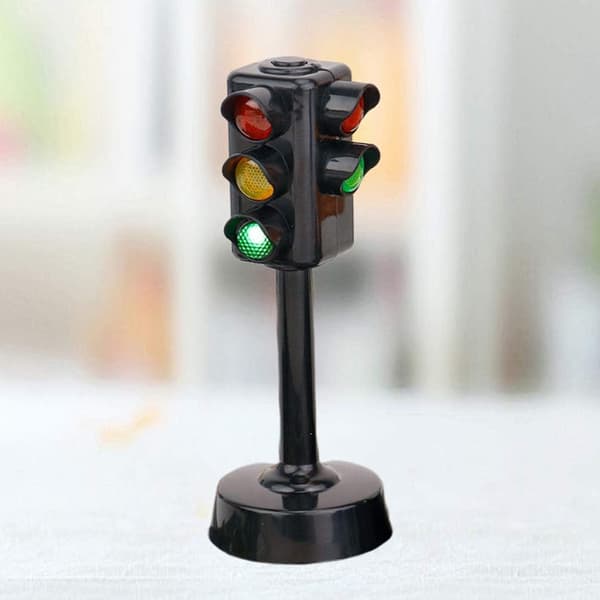 2 stk. Trafiklys Mini Trafiksignal Lampe Model Børn Læring Pædagogisk Legetøj