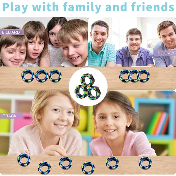Magnetiska ringar Fidget Toys, Fidget Toy, Decompression Magnetic Toy, Finger Toy Sets för barn och vuxna