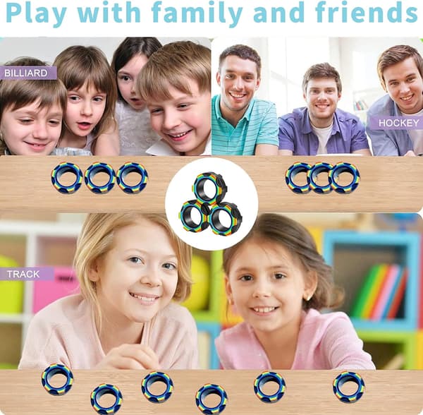 Magnetiske Ringe Fidget Legetøj, Dekompression Magnetisk Legetøj, Fingerlegetøjssæt til Børn og Voksne
