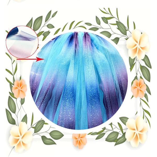 1 st Rainbow Gradient Glitter Tulle Rulle Tyg Band Tulle Band Rulle (6 I 10 Yards), Blå color 4