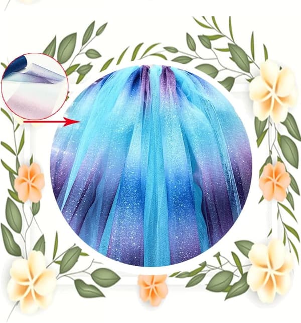 1 stk. regnbuegradient glitter tyllstoffrull (6 tommer x 10 yards), blå color 4