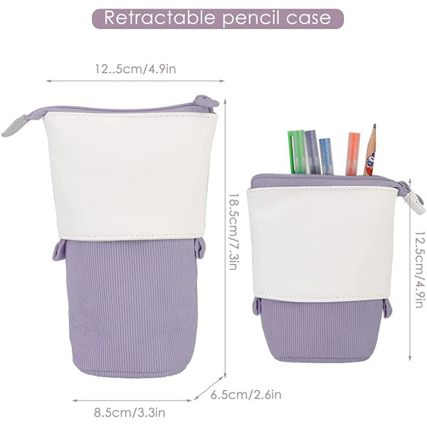 1 st pennfodral, PU Corduroy Transformer Teleskopisk stativ pennfodral（Lila） Purple