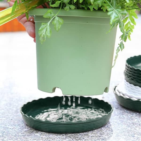 Underkop urtepotte, sæt med 5 grønne urtepotteunderkopper, runde blomsterunderkopper, 22 cm