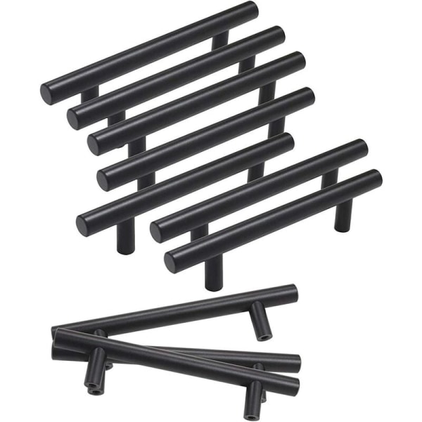 10-pack svart skåpshandtag T-formad ihålig stånghandtag, köksskåpshålavstånd: 96mm 10*150*96 lämplig för hushållsbruk